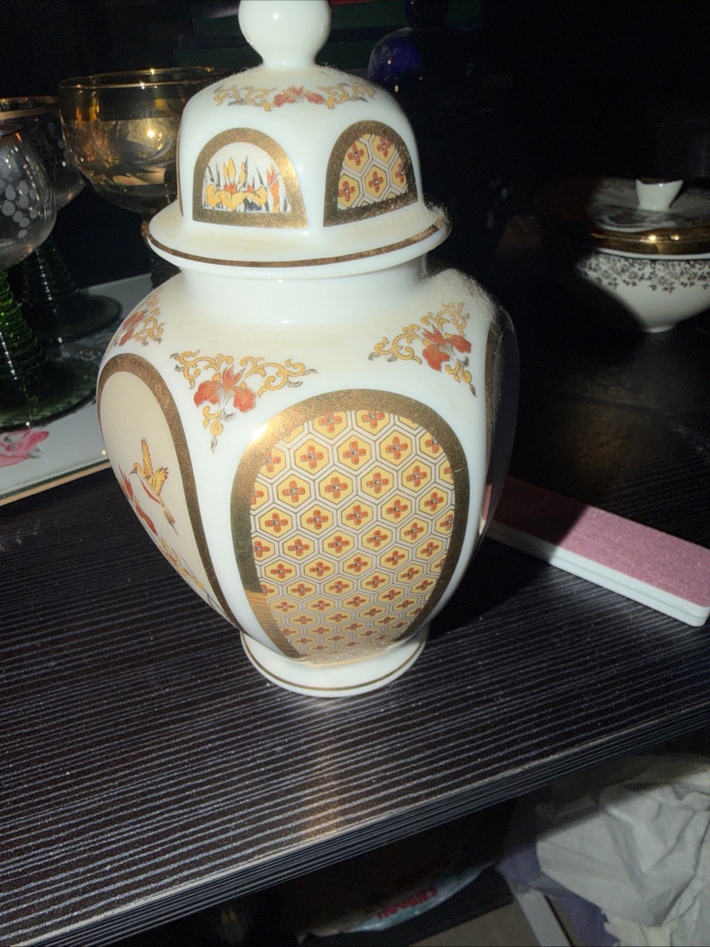 White and Gold Ceramic Vase Made in Japan - Decorative Accent